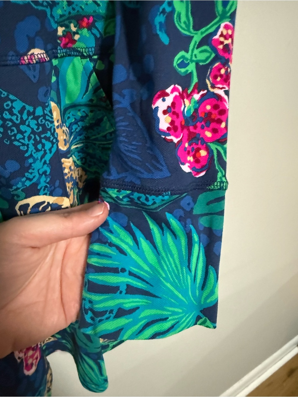 Lilly Pulitzer Luxletic Delmar Floral Blue Long Sleeve Athletic Dress Size Small - Picture 6 of 12